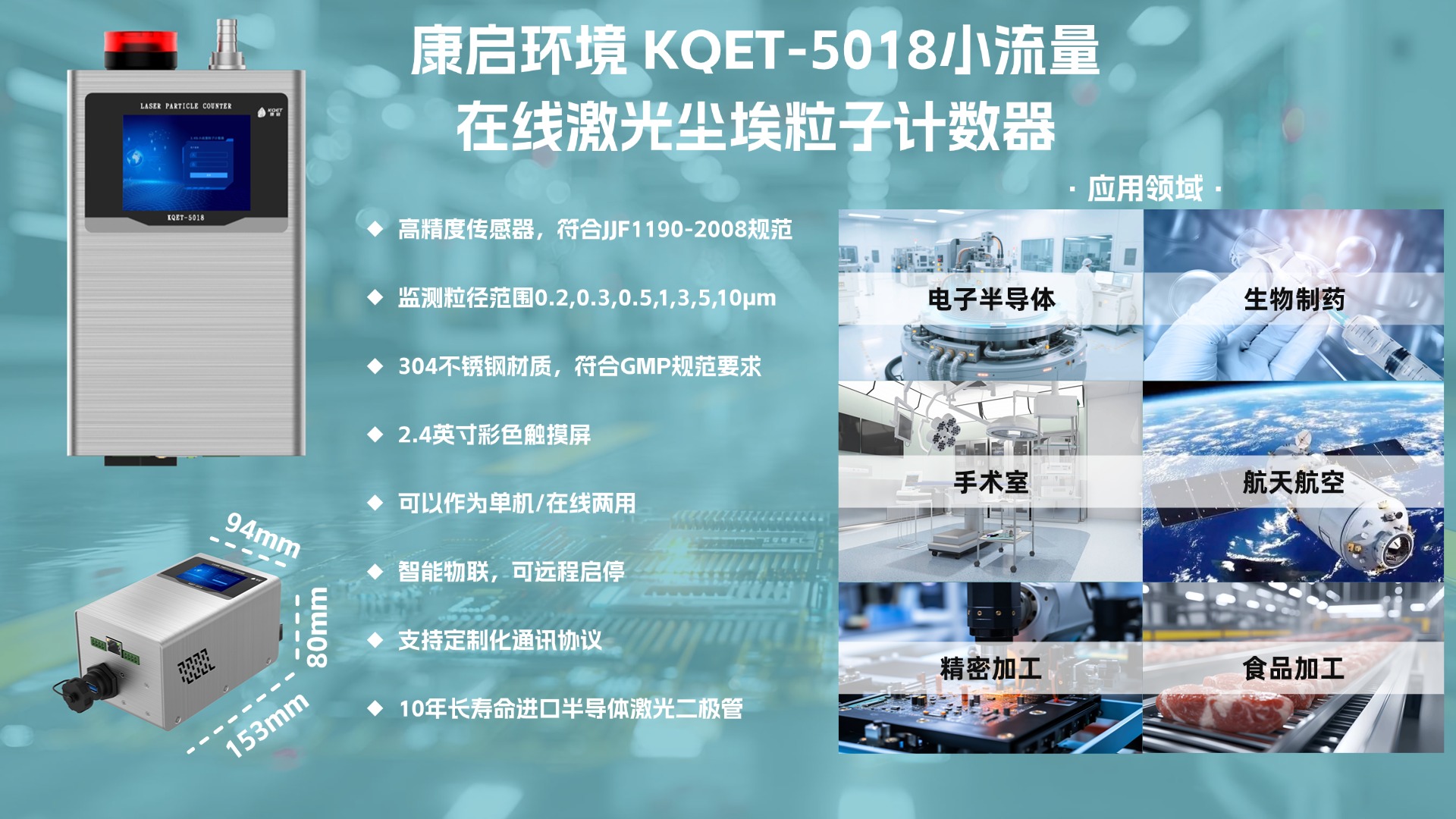 康启环境 KQET-5018 系列：小流量在线激光尘埃粒子计数器的洁净领域新标杆